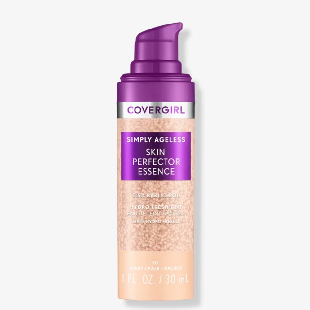 20 Covergirl Simply Ageless Skin Perfector Essence Vegan Foundation Bakuchiol